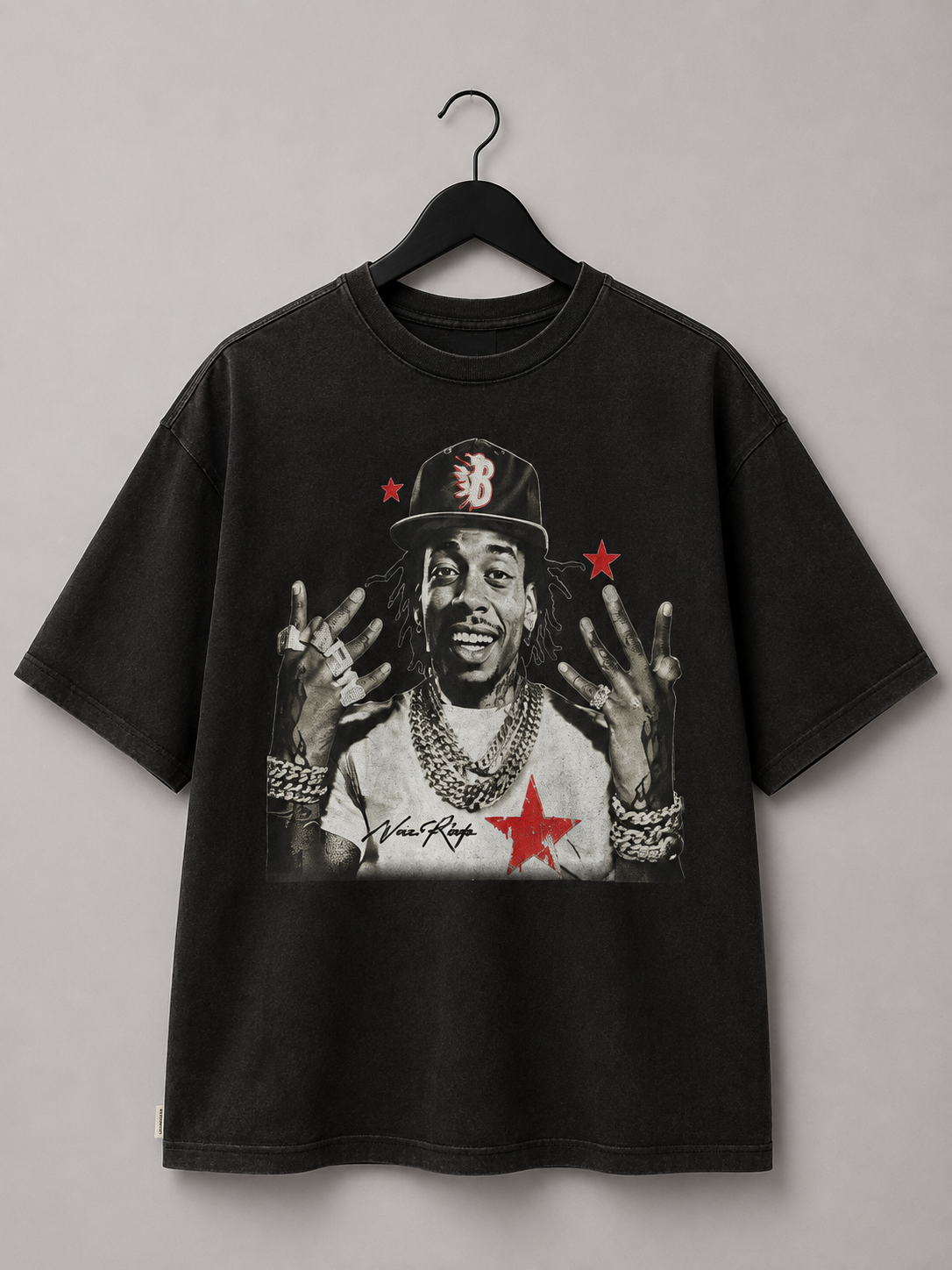 Vintage-Inspired Rapper Graphic Oversized T-Shirt – Black