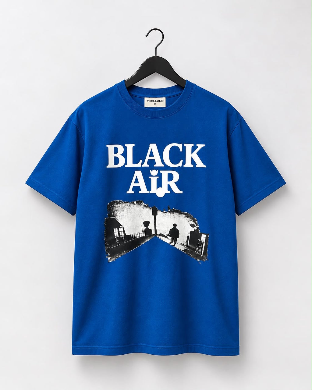 "Black Air" Silhouette Heavyweight Oversized Tee [Black and Blue]