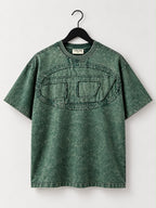 Vintage Mineral Wash Cut-Out Graphic Oversized T-Shirt