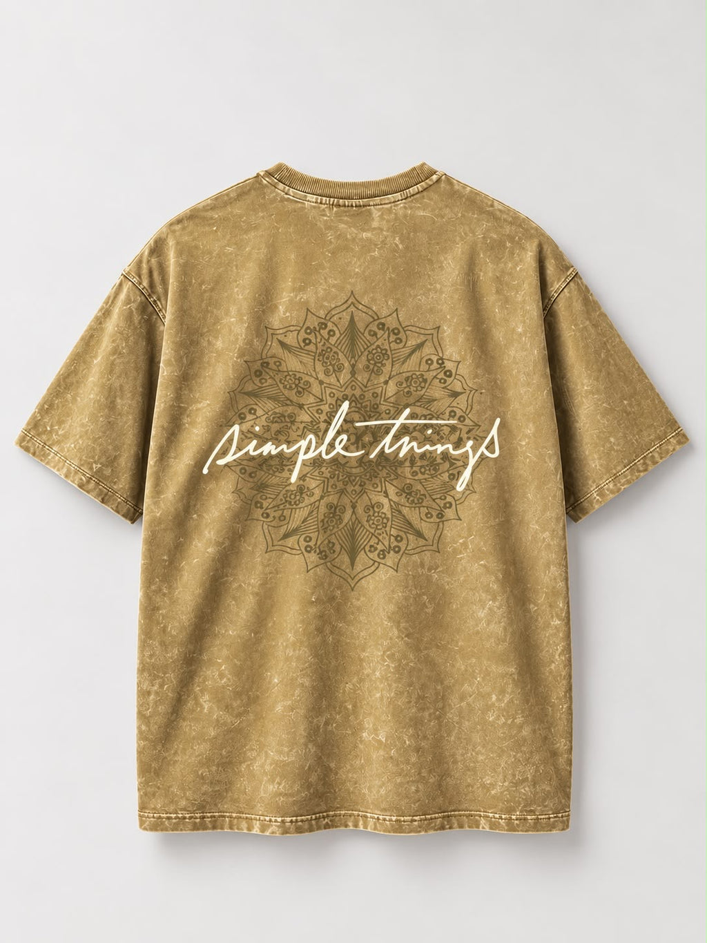 "Simple Things" Acid-Wash Oversized Tee [ Black and Desert Sand]