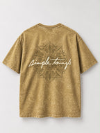"Simple Things" Acid-Wash Oversized Tee [ Black and Desert Sand]