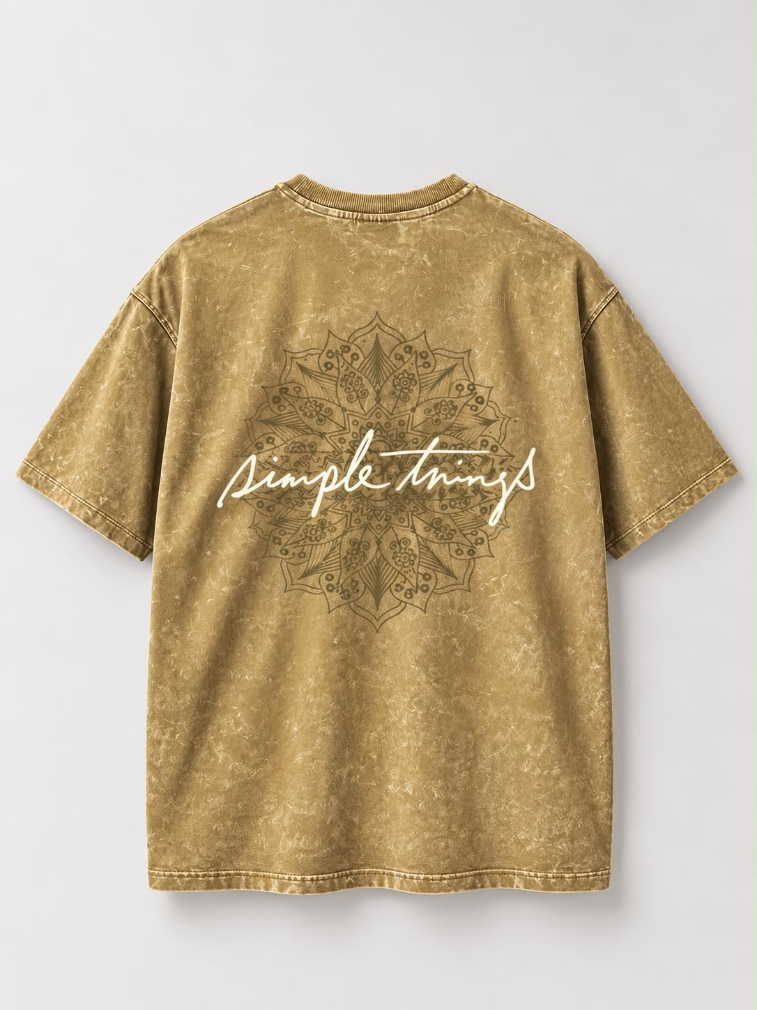 "Simple Things" Acid-Wash Oversized Tee [ Black and Desert Sand]