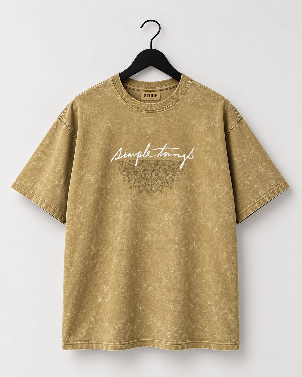 "Simple Things" Acid-Wash Oversized Tee [ Black and Desert Sand]