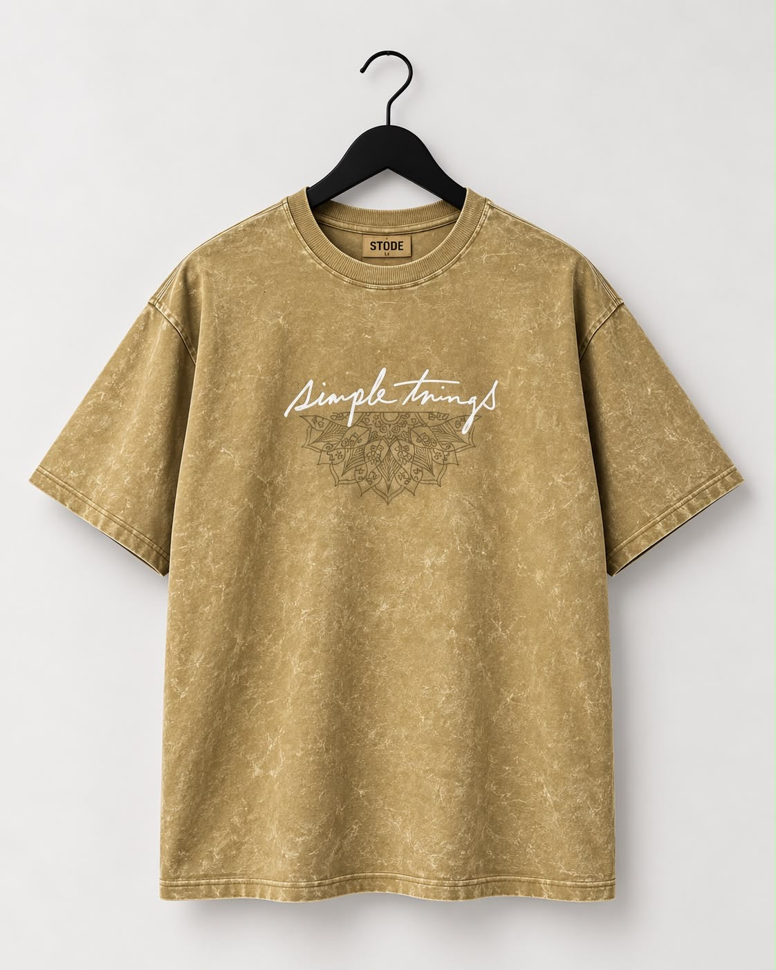 "Simple Things" Acid-Wash Oversized Tee [ Black and Desert Sand]