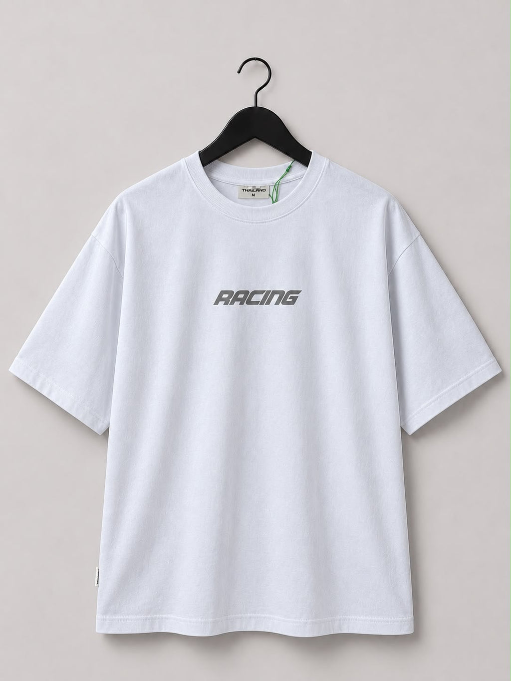 White Racing Graphic Oversized T-Shirt