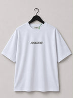 White Racing Graphic Oversized T-Shirt