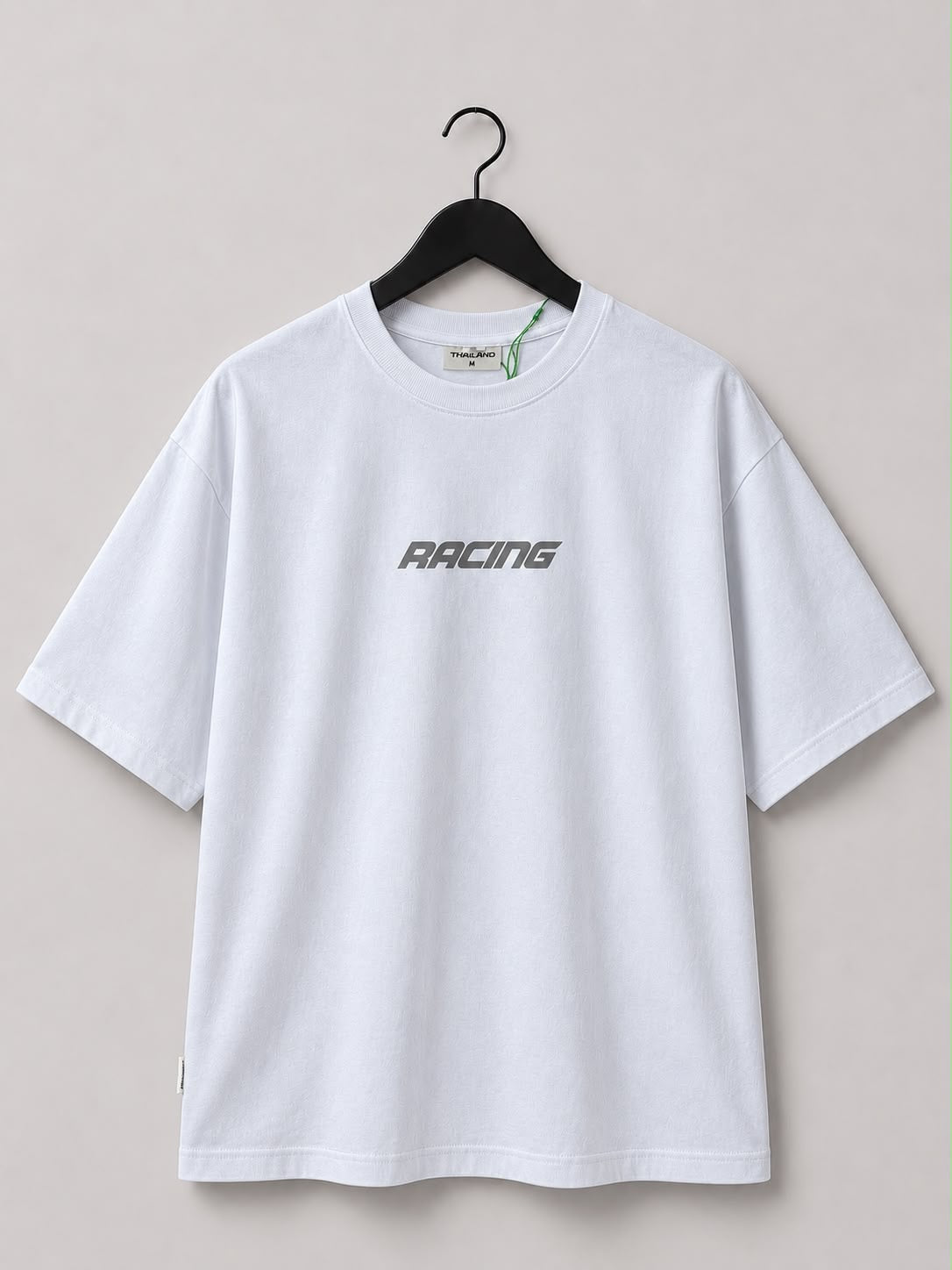 White Racing Graphic Oversized T-Shirt