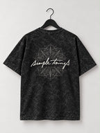 "Simple Things" Acid-Wash Oversized Tee [ Black and Desert Sand]