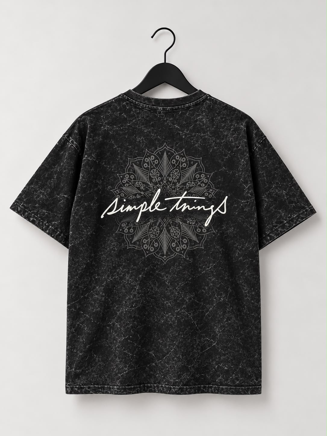 "Simple Things" Acid-Wash Oversized Tee [ Black and Desert Sand]