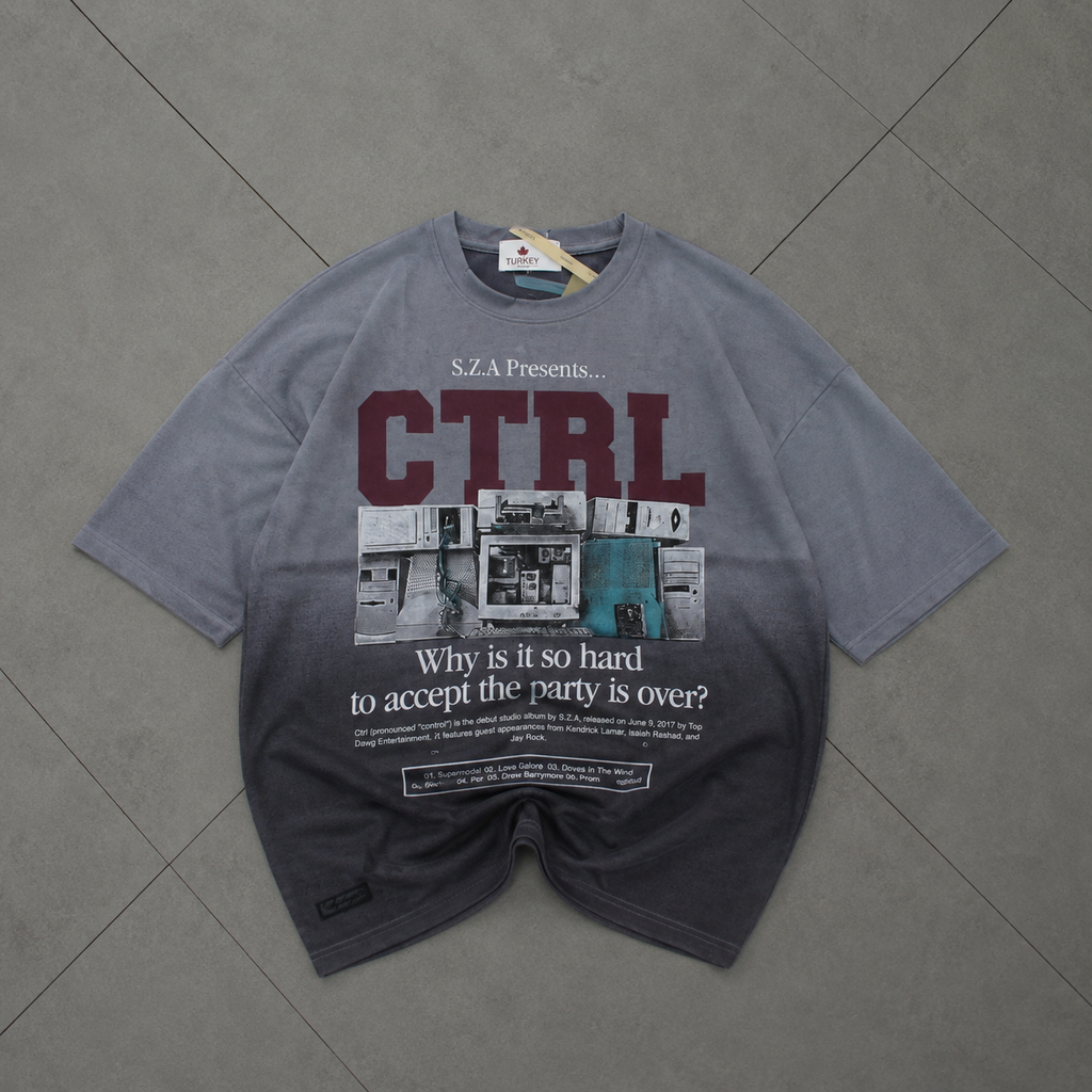 CTRL Premium Oversized T-shirt(Blue gray & Black)