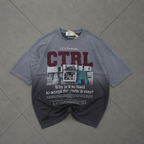CTRL Premium Oversized T-shirt(Blue gray & Black)