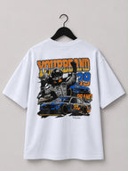 White Racing Graphic Oversized T-Shirt