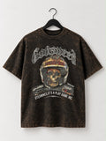 "Godspeed" Biker Skull Mineral Wash Oversized T-Shirt