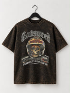 "Godspeed" Biker Skull Mineral Wash Oversized T-Shirt
