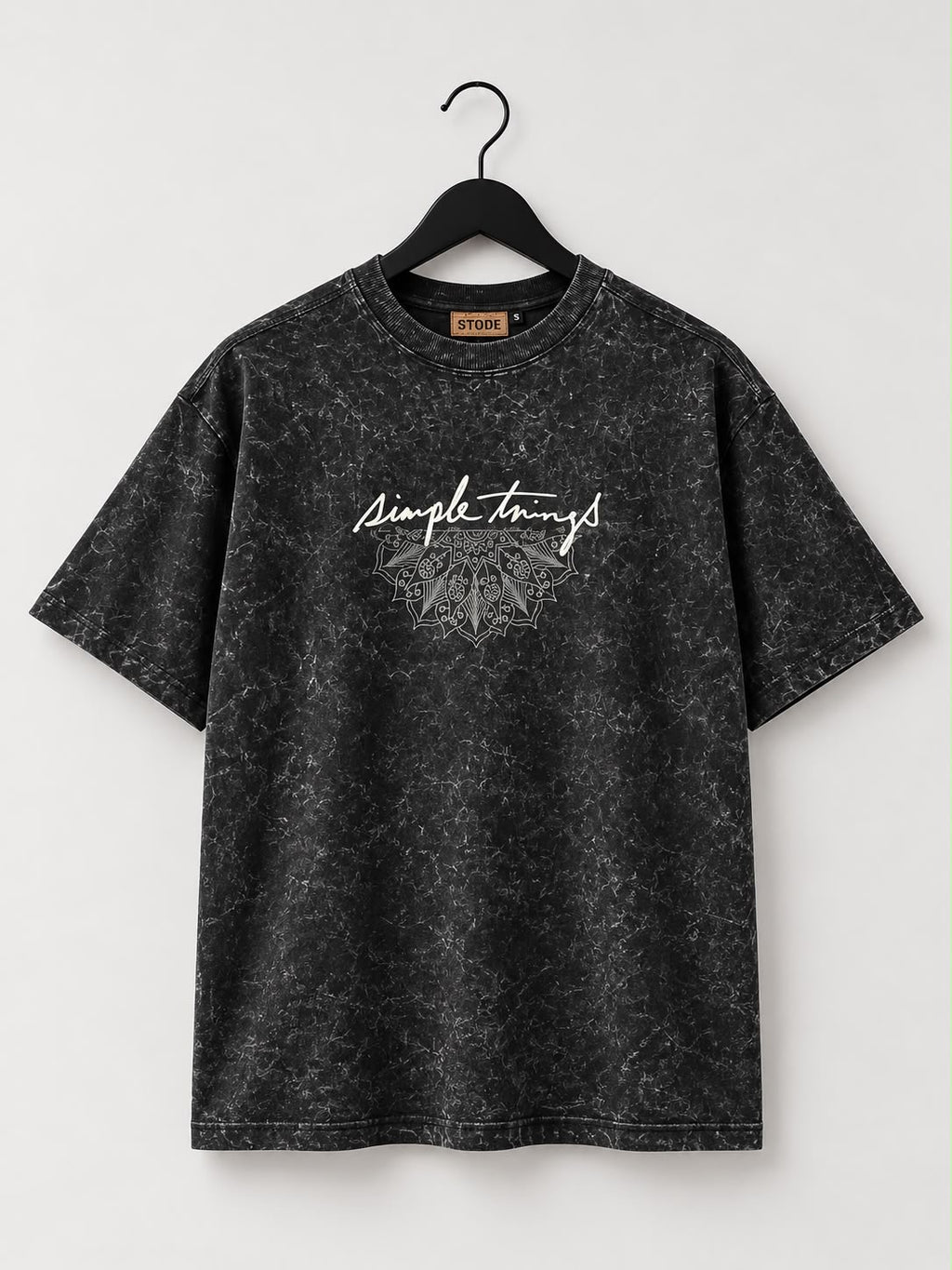 "Simple Things" Acid-Wash Oversized Tee [ Black and Desert Sand]