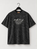 "Simple Things" Acid-Wash Oversized Tee [ Black and Desert Sand]