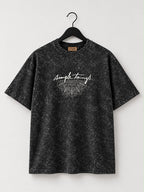 "Simple Things" Acid-Wash Oversized Tee [ Black and Desert Sand]