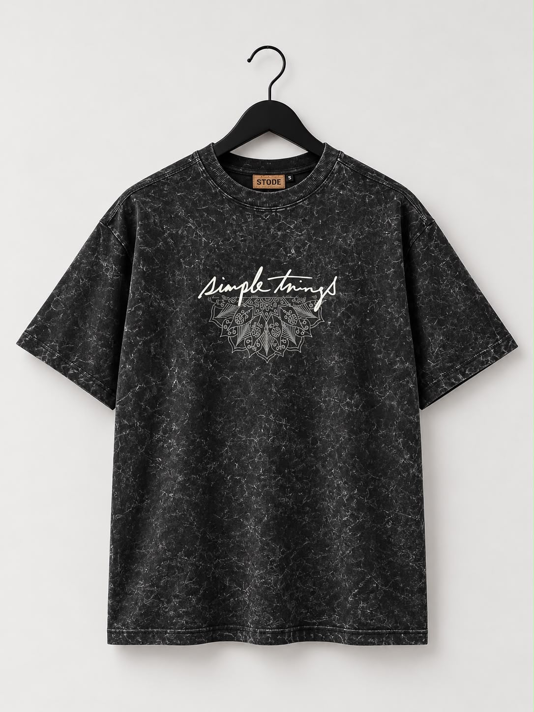 "Simple Things" Acid-Wash Oversized Tee [ Black and Desert Sand]