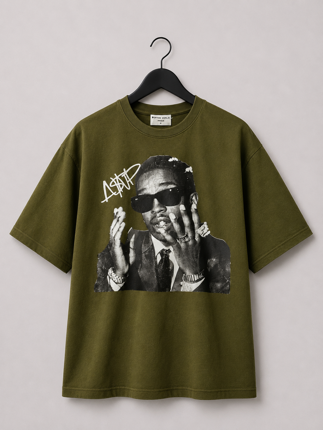 Olive Green Signature Graphic Tee — Premium Vintage Streetwear