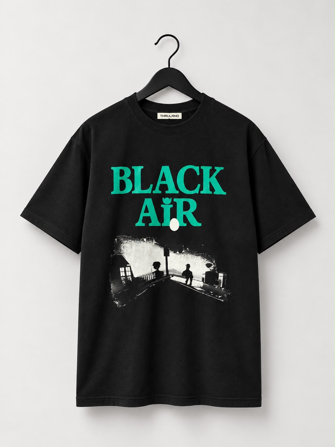 "Black Air" Silhouette Heavyweight Oversized Tee [Black and Blue]